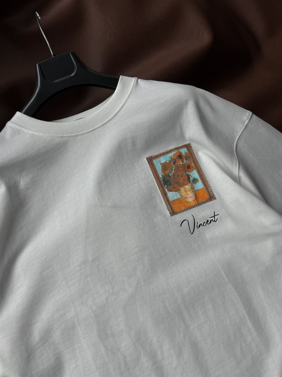 White Vincent Patch Oversize T-Shirt SW-5083