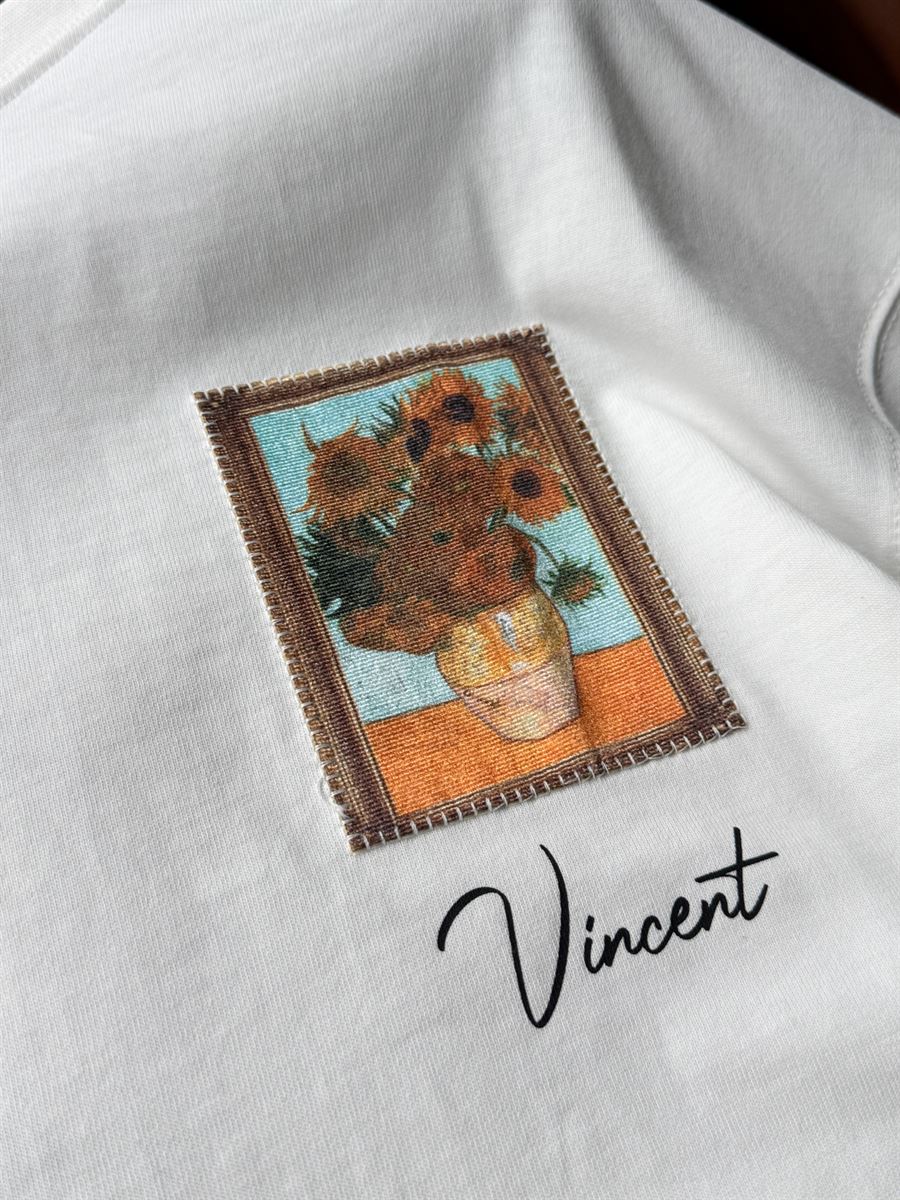 White Vincent Patch Oversize T-Shirt SW-5083