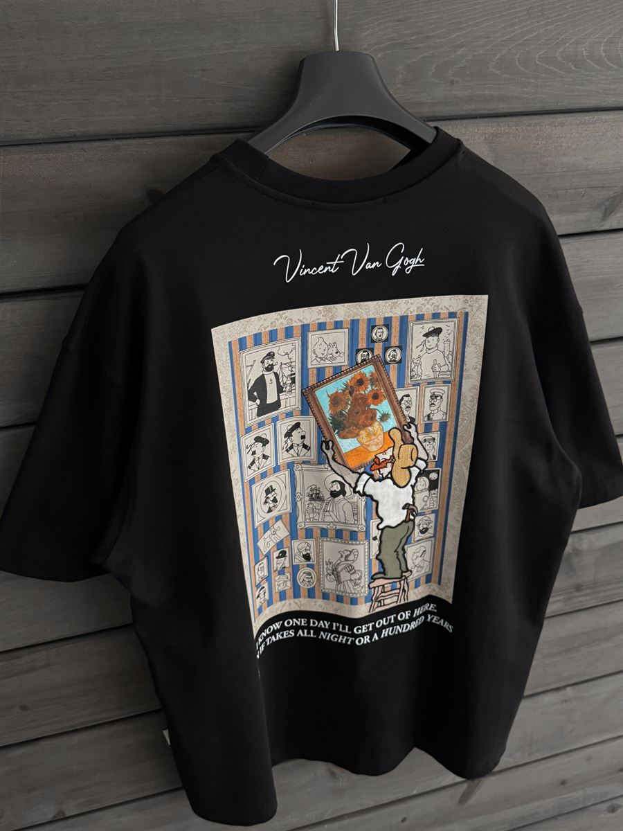 Black Vincent Patch Oversize T-Shirt SW-5083