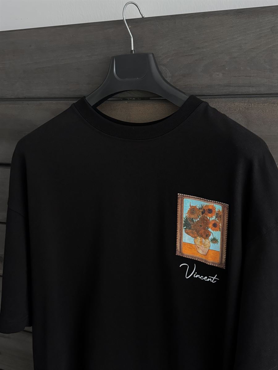 Black Vincent Patch Oversize T-Shirt SW-5083