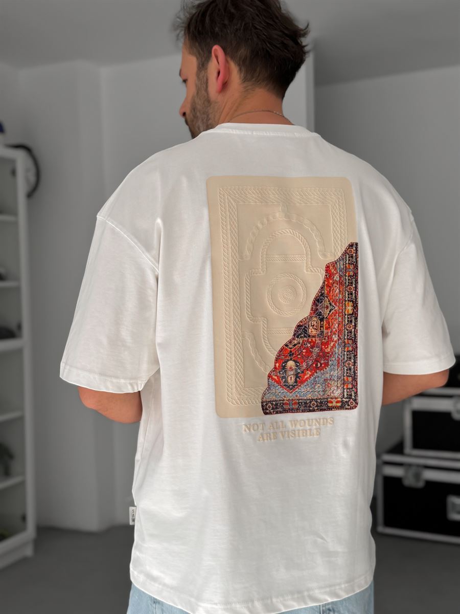 White Back Embossed Oversize T-Shirt SW-5084