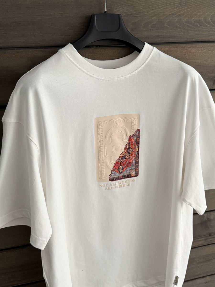 White Back Embossed Oversize T-Shirt SW-5084