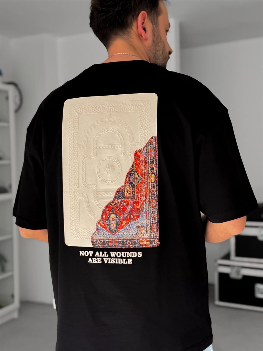 Black Back Embossed Oversize T-Shirt SW-5084