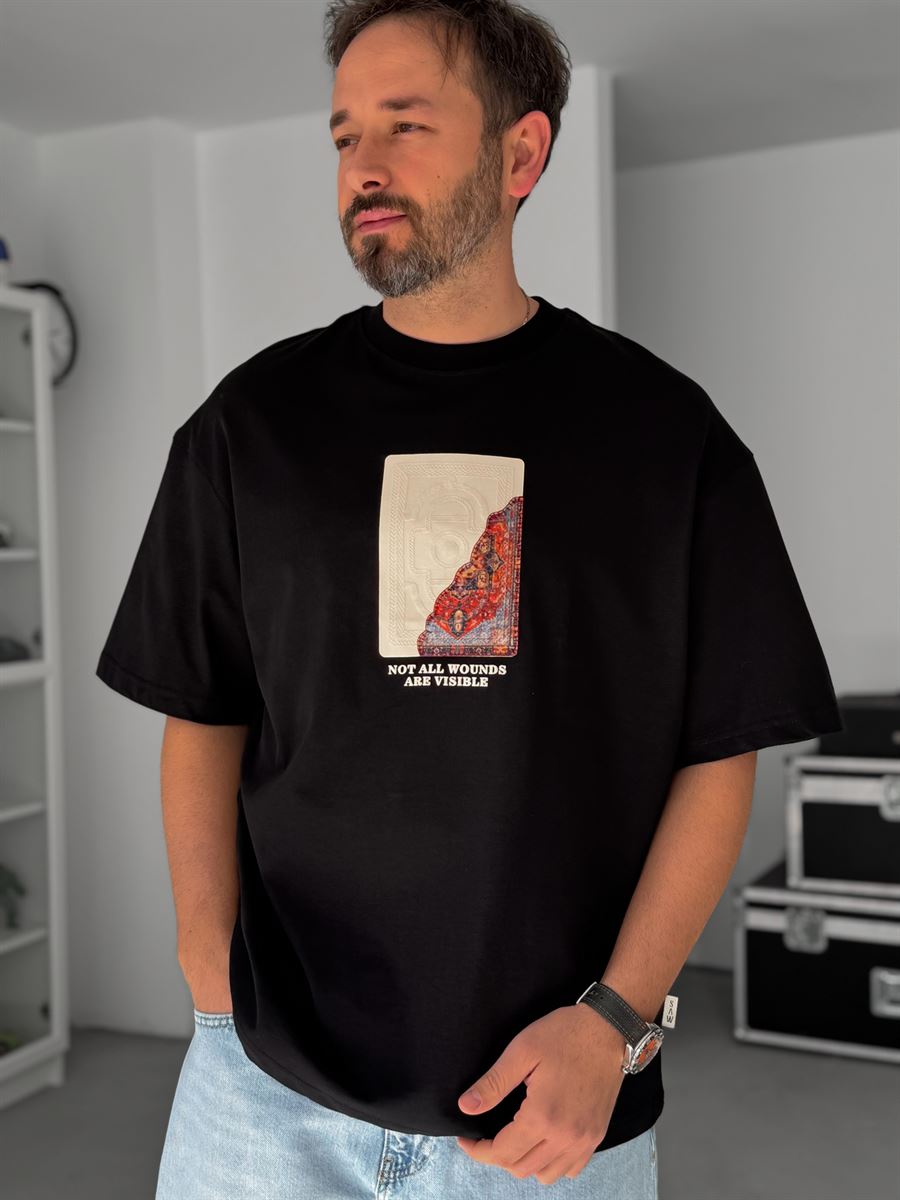 Black Back Embossed Oversize T-Shirt SW-5084