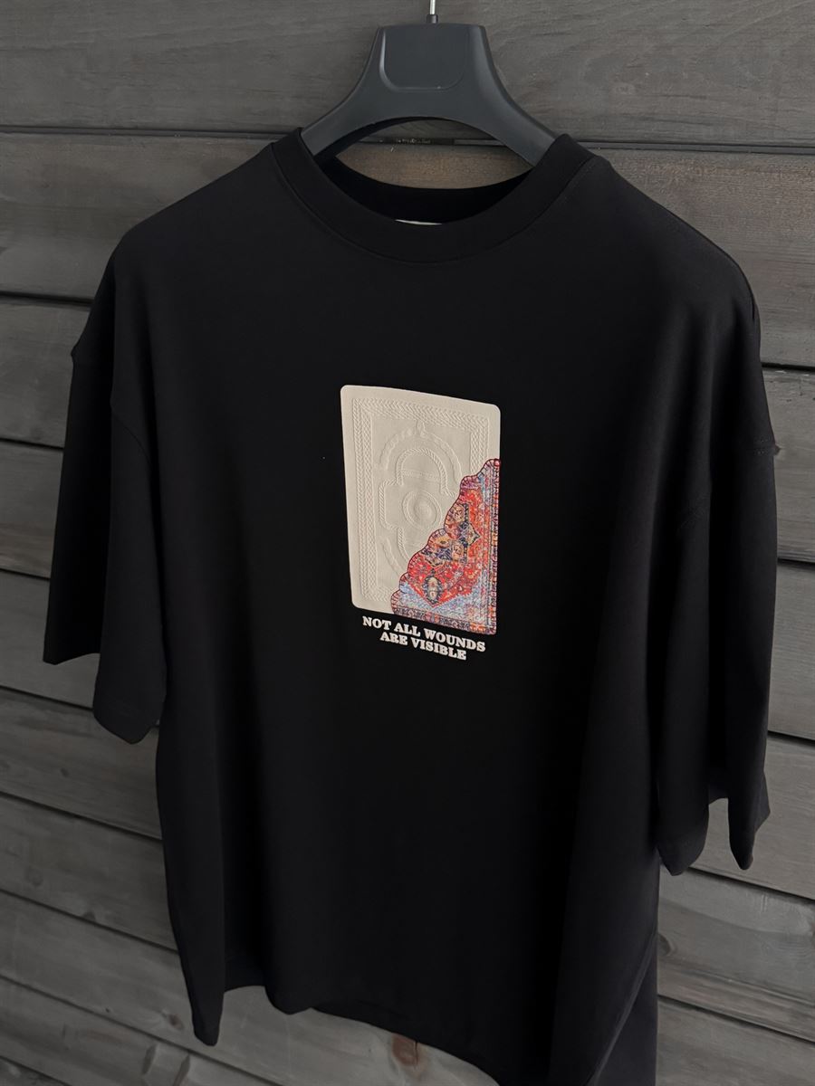 Black Back Embossed Oversize T-Shirt SW-5084