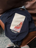 Navy Blue Back Embossed Oversize T-Shirt SW-5084