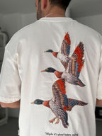 White Goose Patch Oversize T-Shirt SW-5057