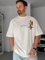 White Goose Patch Oversize T-Shirt SW-5057