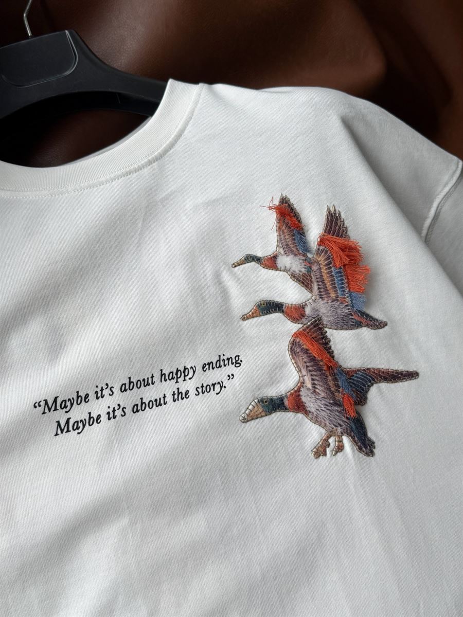 White Goose Patch Oversize T-Shirt SW-5057