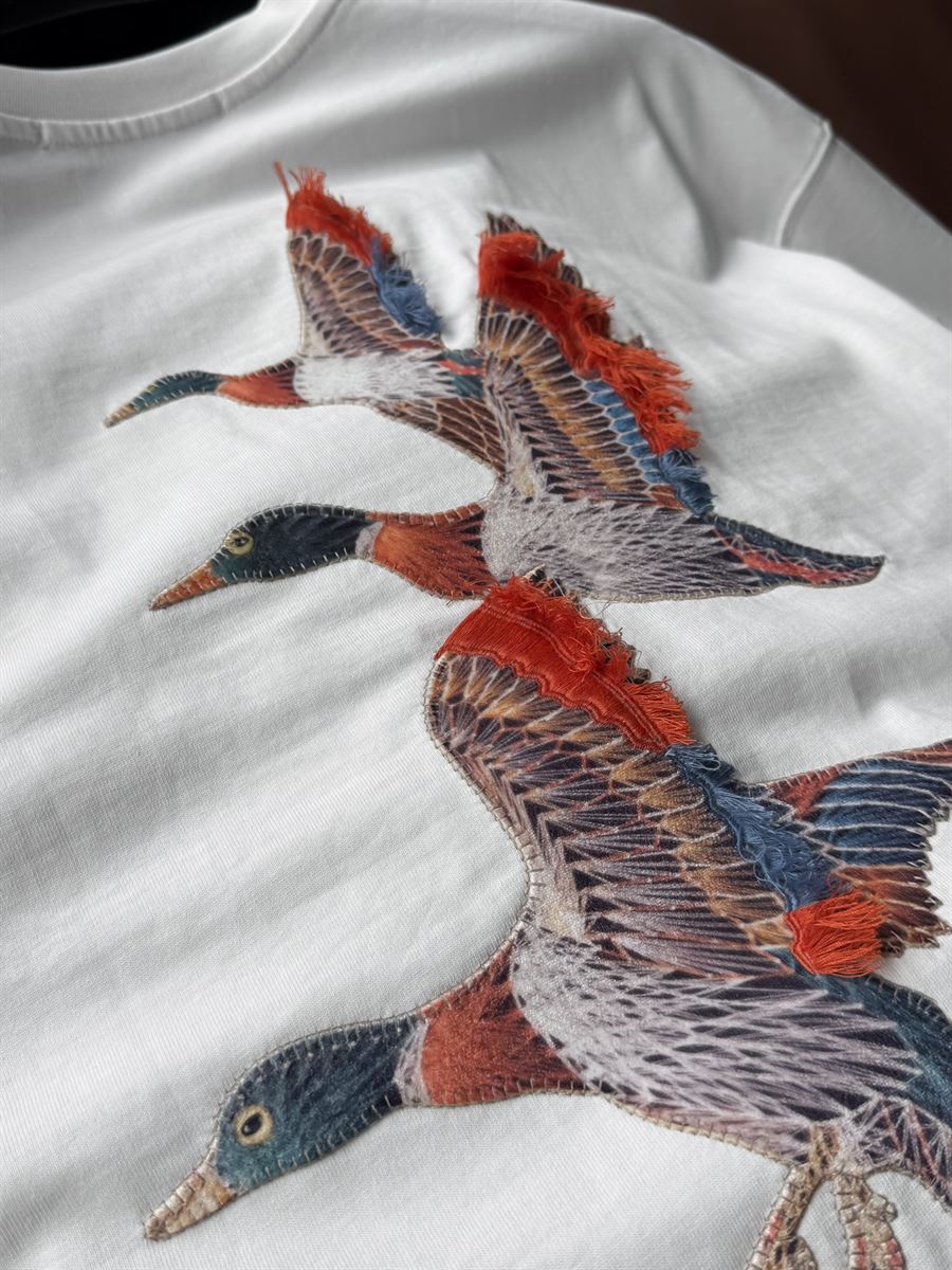 White Goose Patch Oversize T-Shirt SW-5057