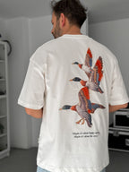 White Goose Patch Oversize T-Shirt SW-5057