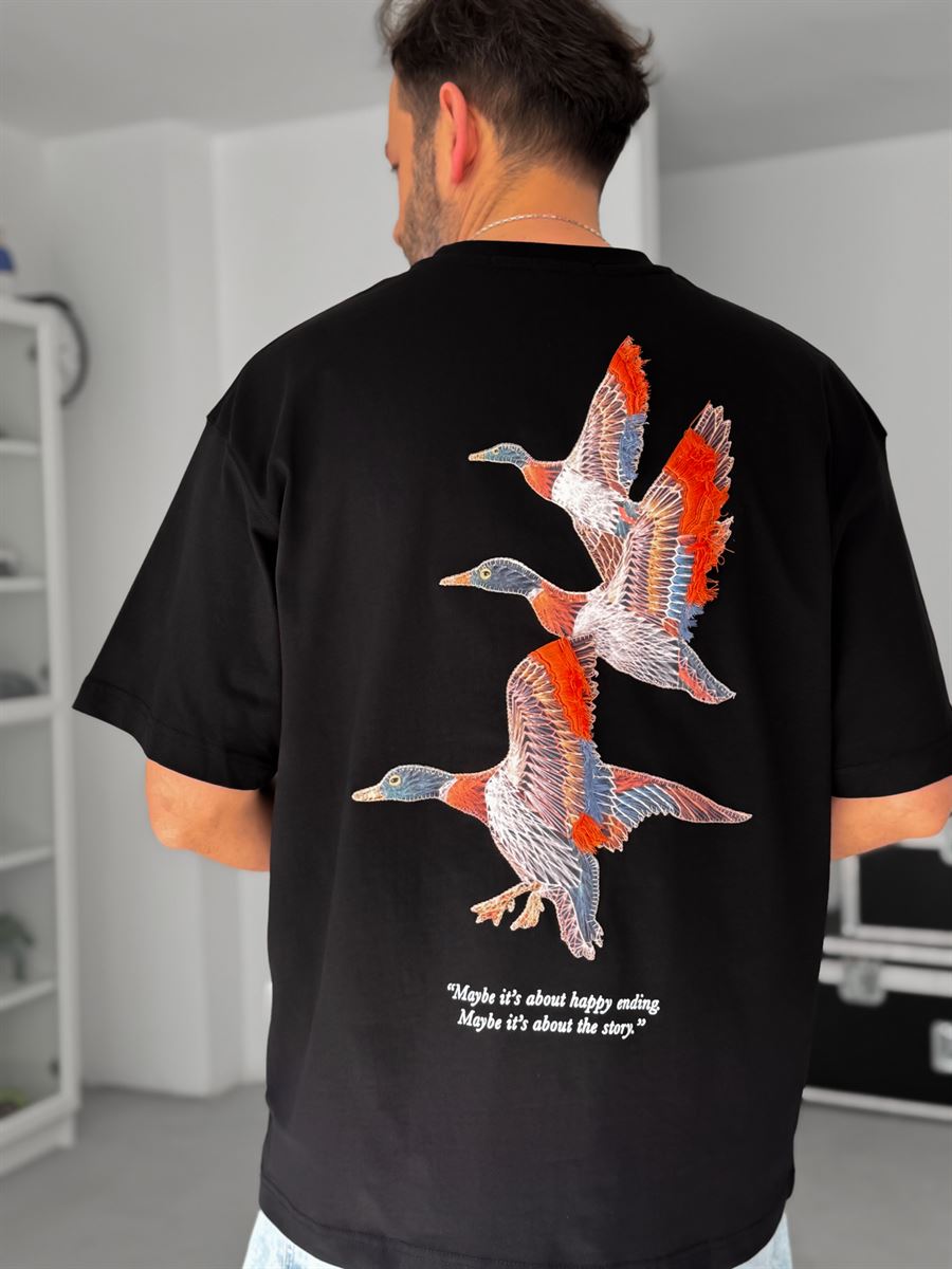 Black Goose Patch Oversize T-Shirt SW-5057