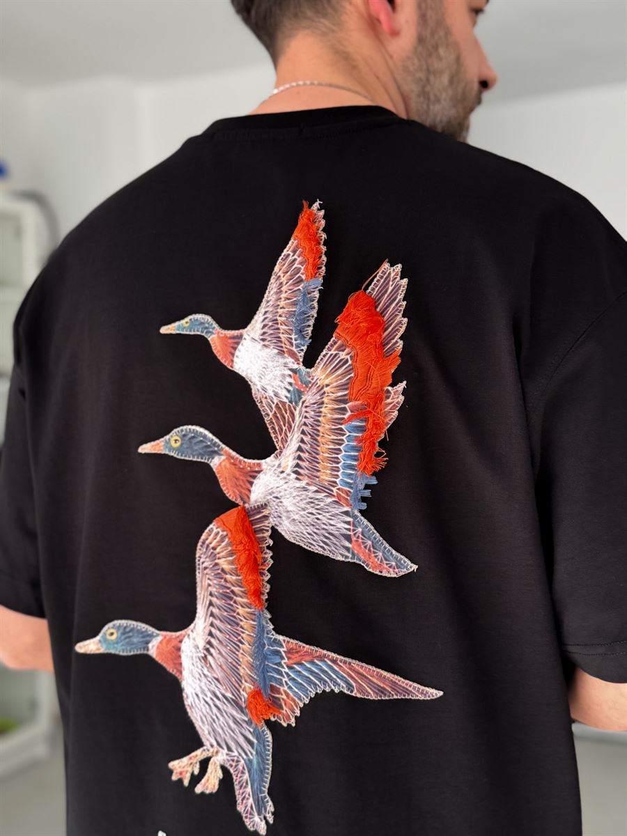 Black Goose Patch Oversize T-Shirt SW-5057