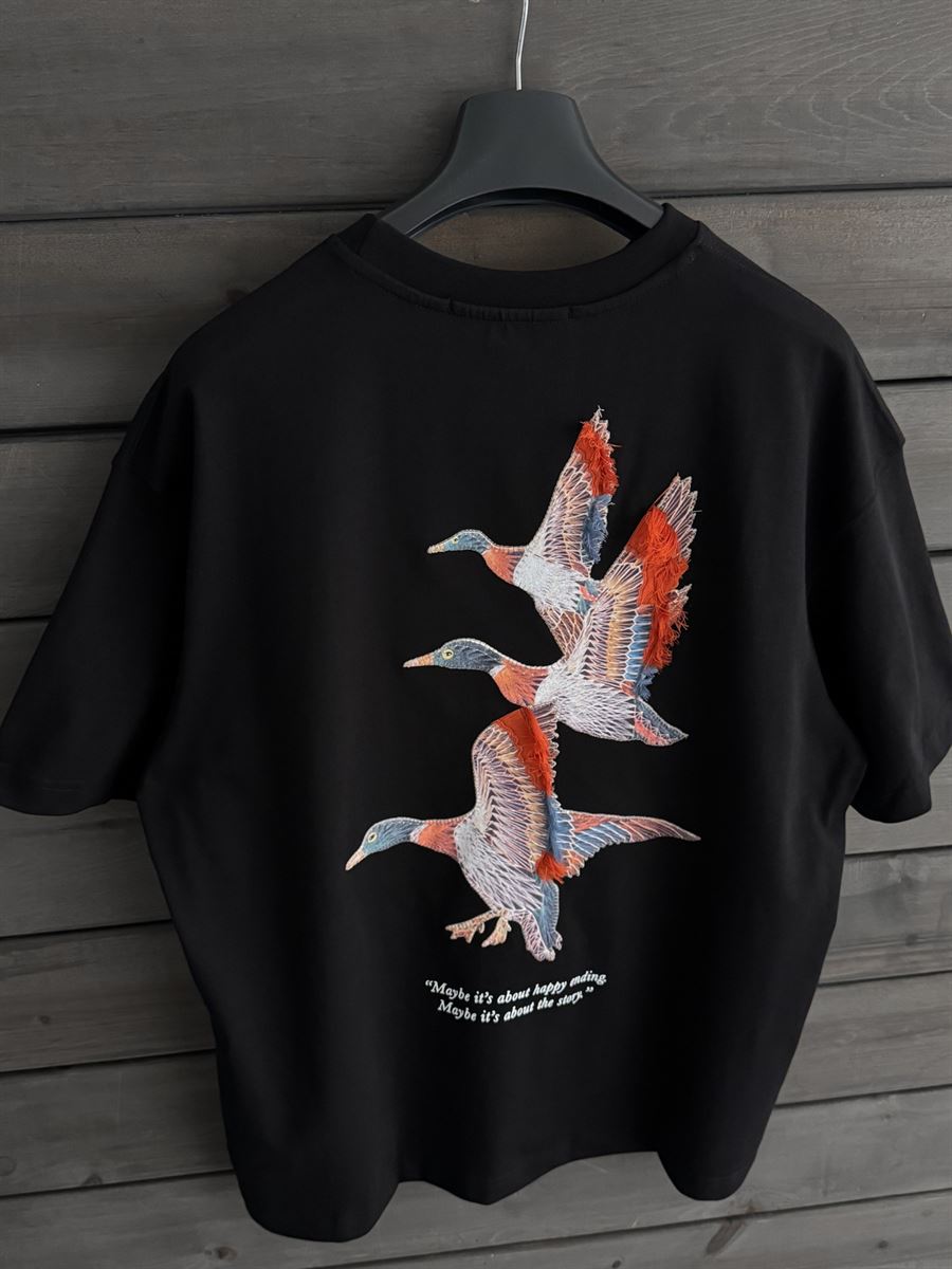 Black Goose Patch Oversize T-Shirt SW-5057