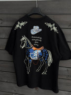 Black Floral Embroidered Oversize T-Shirt SW-5054