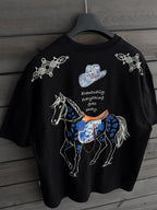 Black Floral Embroidered Oversize T-Shirt SW-5054