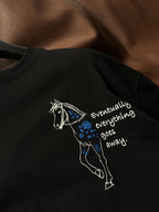 Black Floral Embroidered Oversize T-Shirt SW-5054