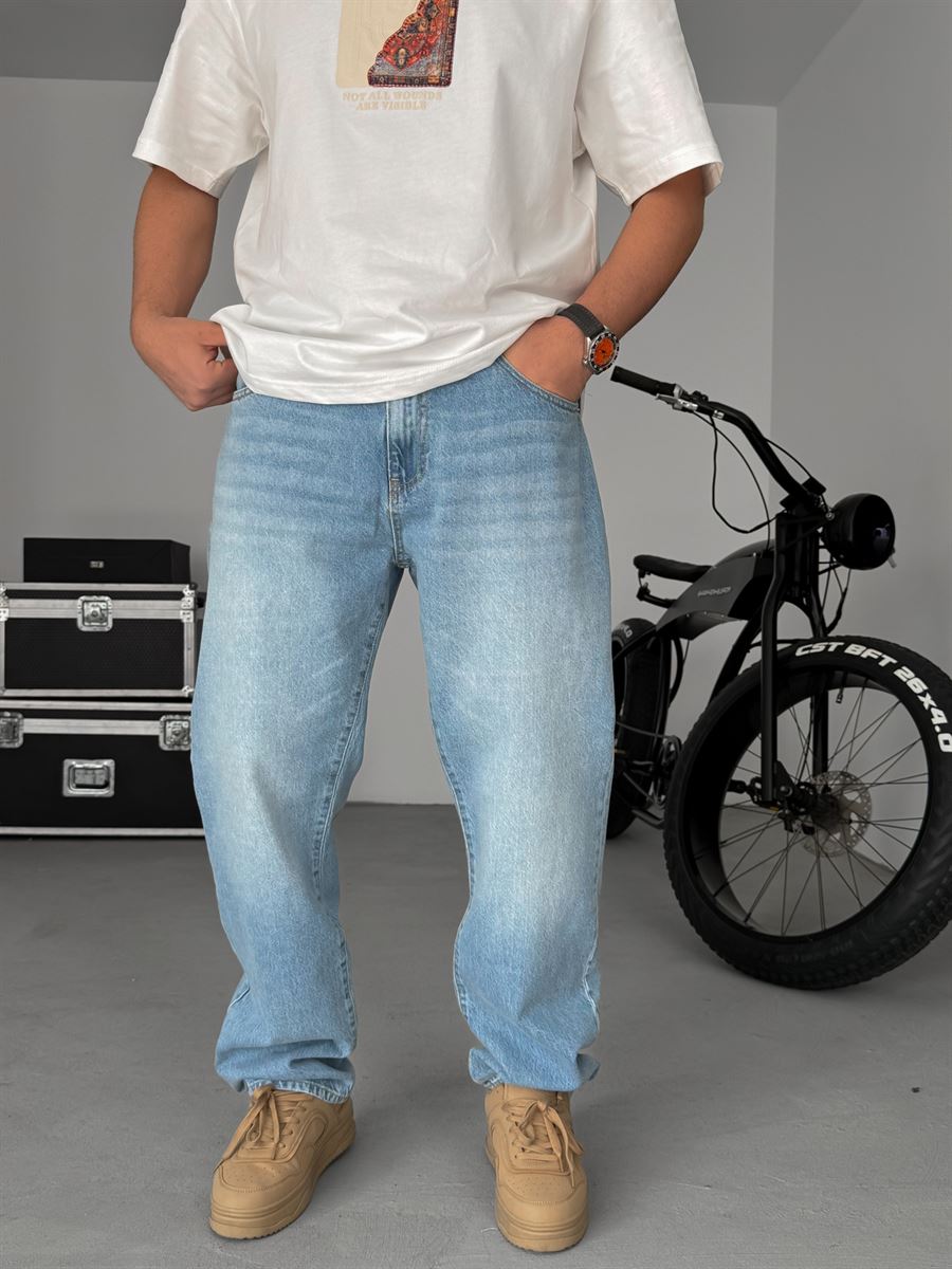 Light Blue Effect Baggy Jeans GJ-17052-930-969