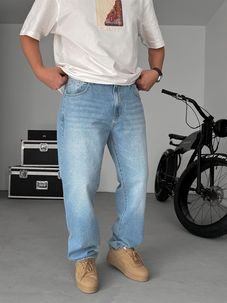 Light Blue Effect Baggy Jeans GJ-17052-930-969