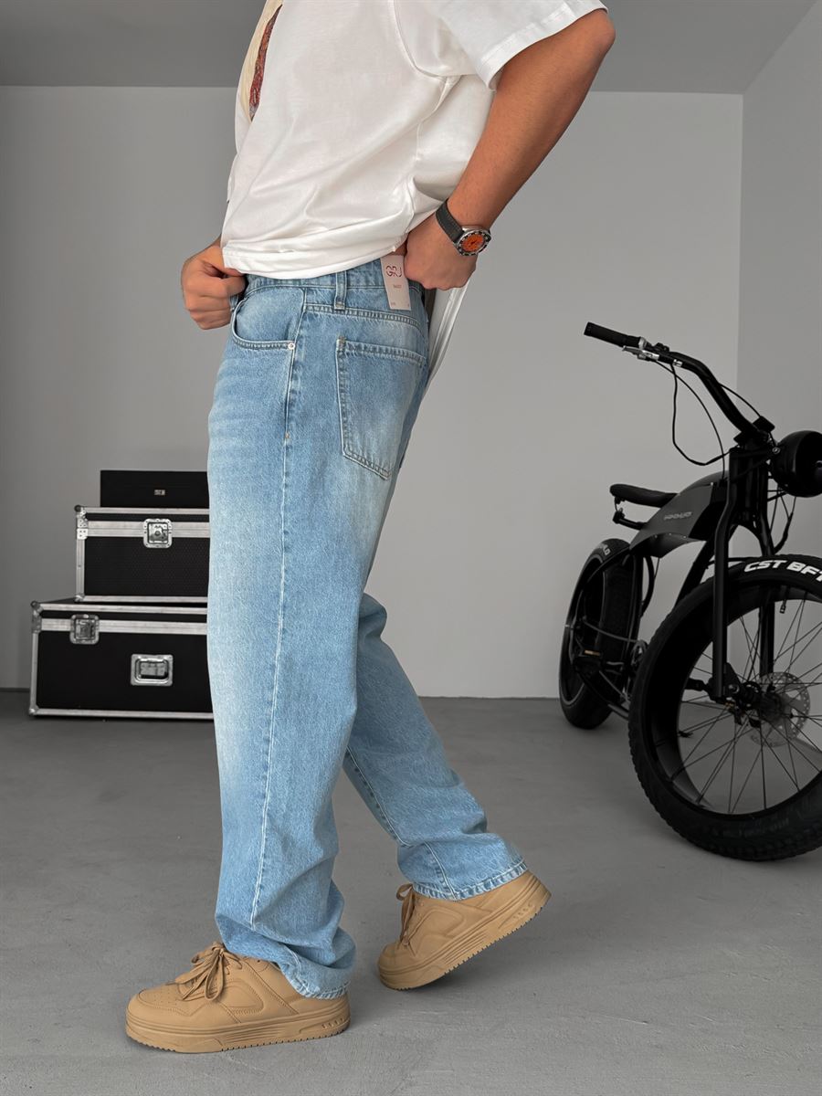 Light Blue Effect Baggy Jeans GJ-17052-930-969