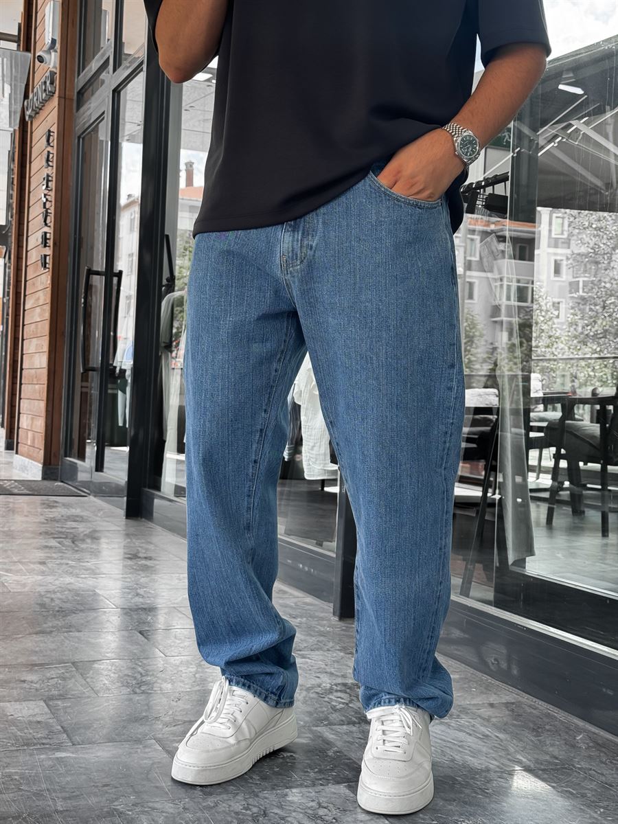 Blue Speckled Baggy Jeans GJ-16957-16974