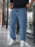 Blue Speckled Baggy Jeans GJ-16957-16974