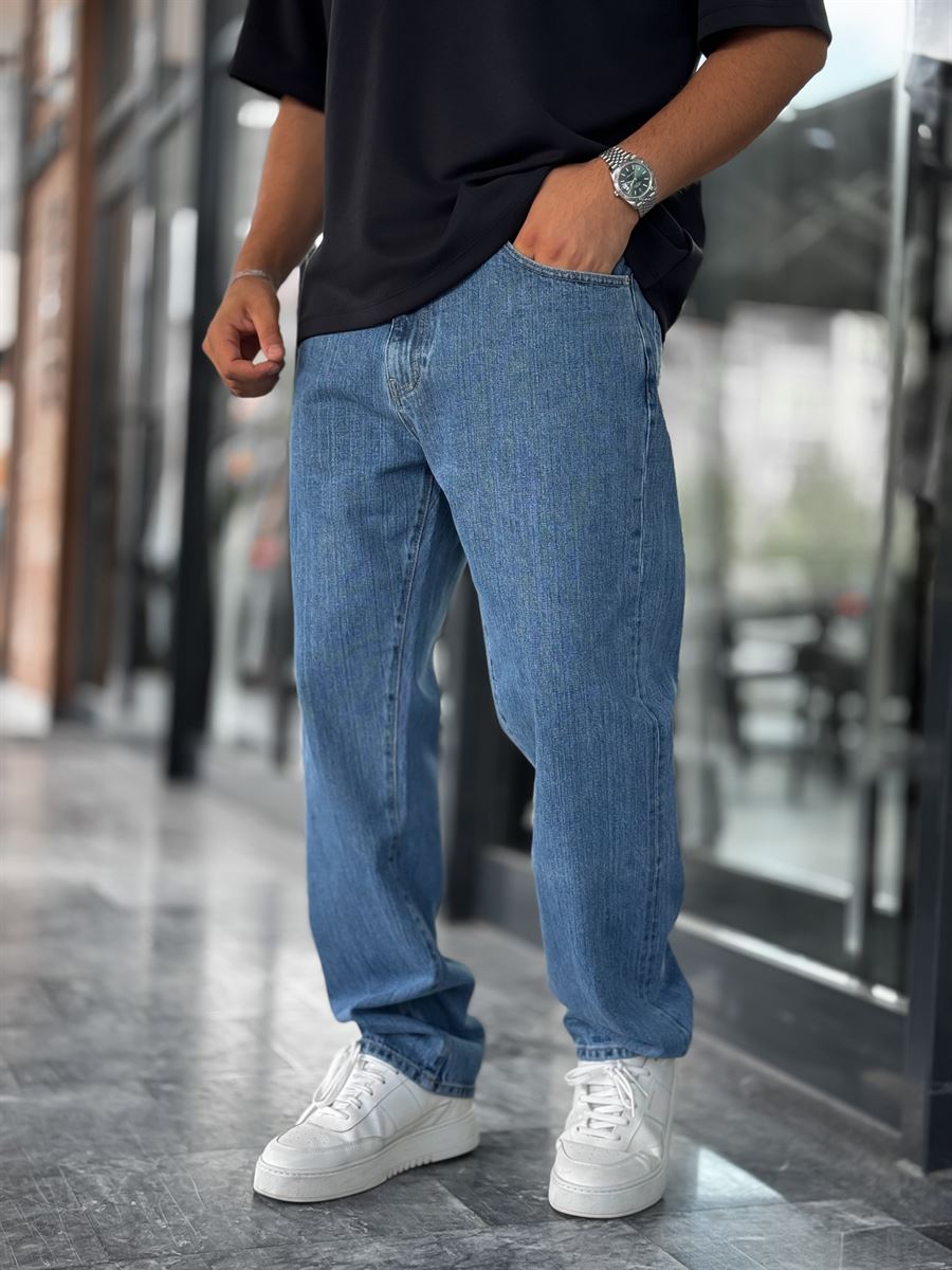 Blue Speckled Baggy Jeans GJ-16957-16974