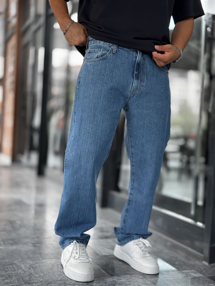 Blue Speckled Baggy Jeans GJ-16957-16974