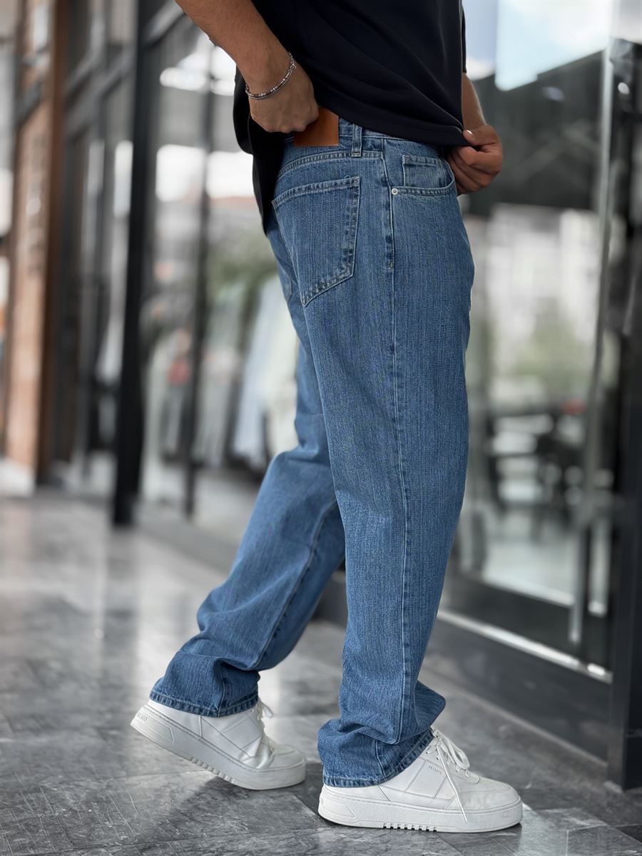 Blue Speckled Baggy Jeans GJ-16957-16974