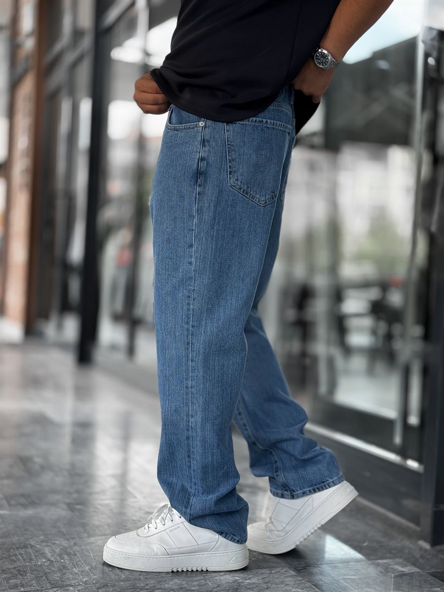 Blue Speckled Baggy Jeans GJ-16957-16974