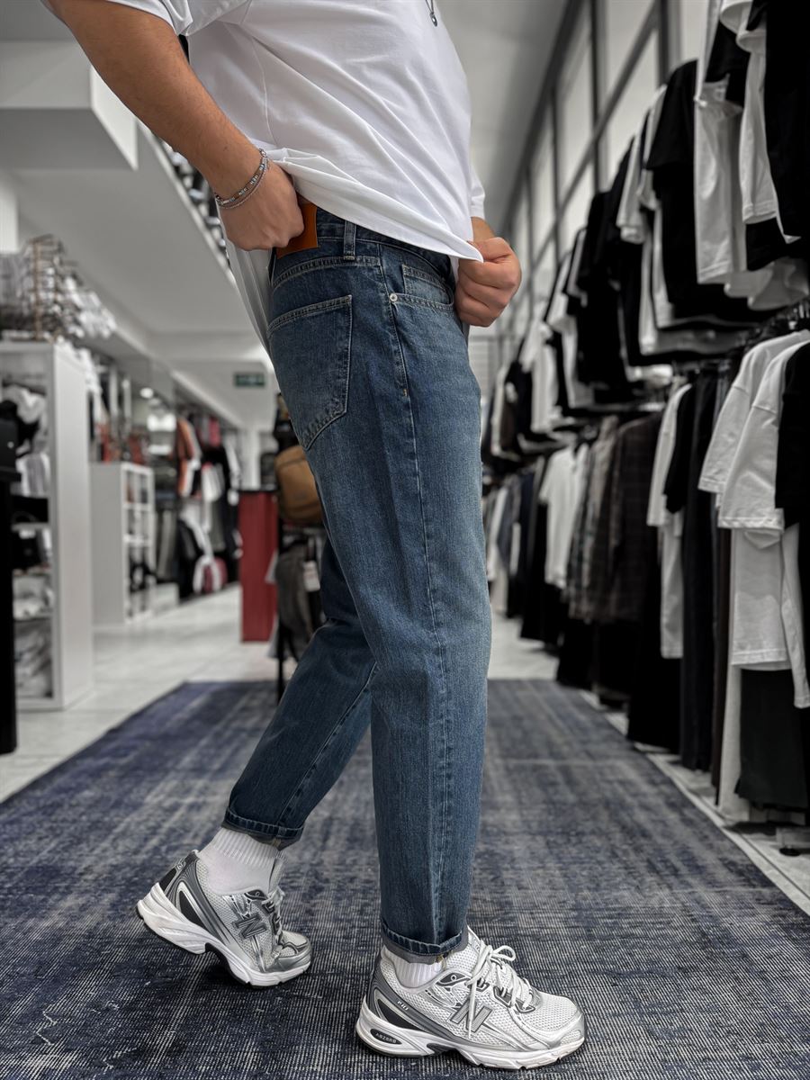 Dark Blue Mottled Boyfriend Jeans GJ-17029/17046