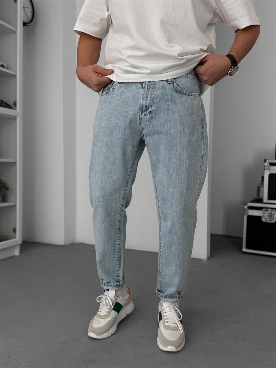 Ice Blue Speckled Boyfriend Jeans GJ-17029/17046