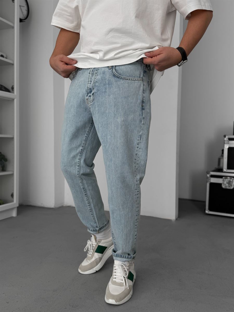 Ice Blue Speckled Boyfriend Jeans GJ-17029/17046