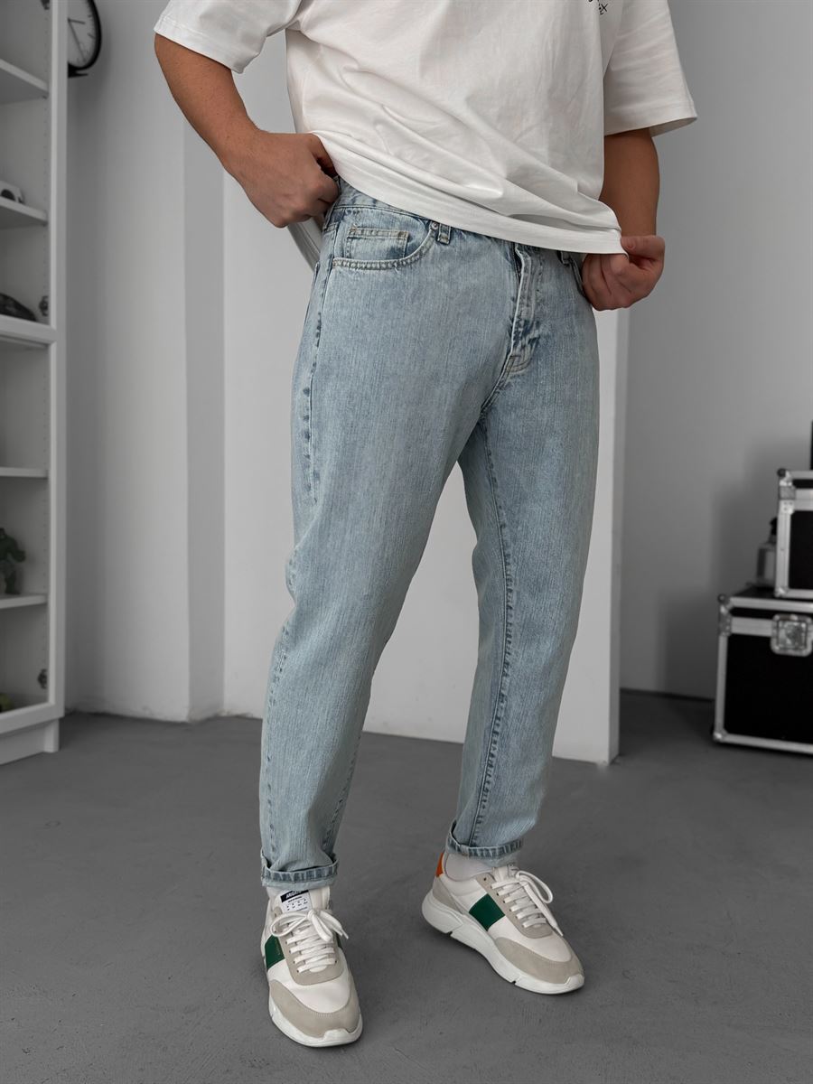 Ice Blue Speckled Boyfriend Jeans GJ-17029/17046