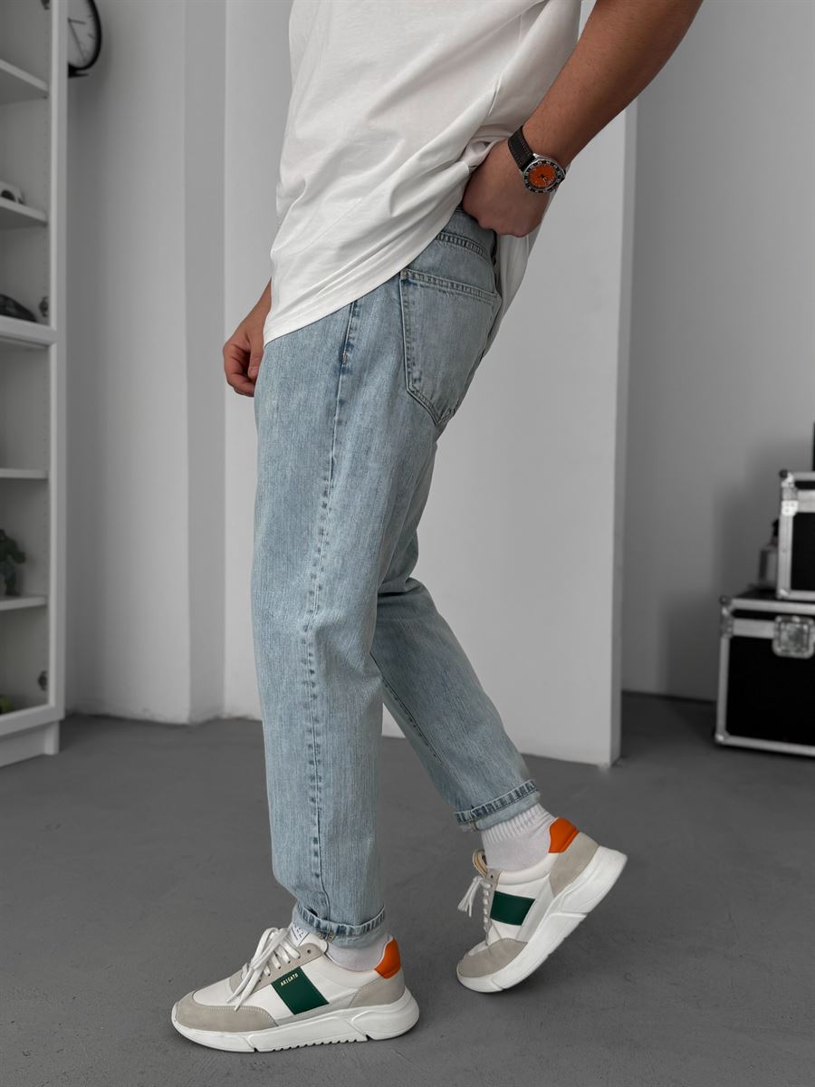 Ice Blue Speckled Boyfriend Jeans GJ-17029/17046