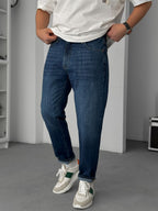 Dark Blue Washed Effect Boyfriend Jeans GJ-17058