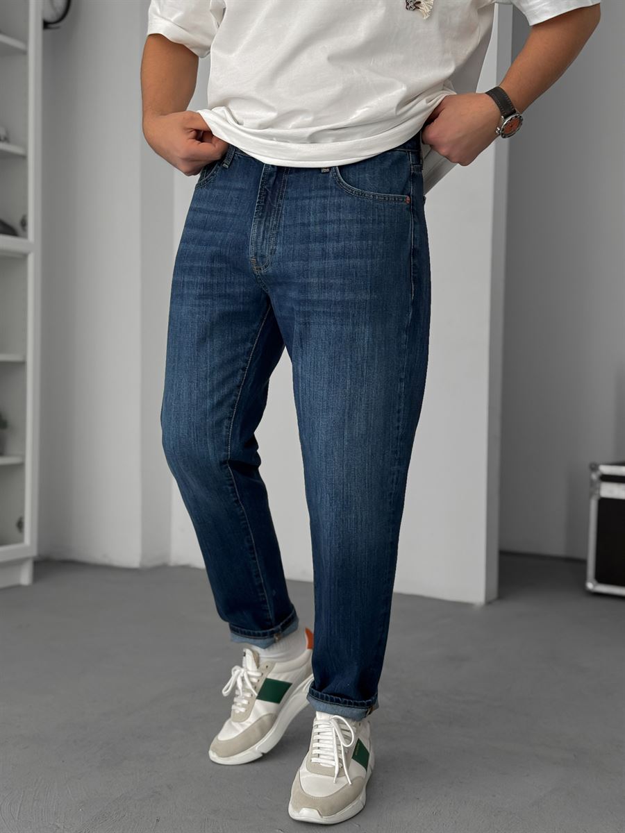 Dark Blue Washed Effect Boyfriend Jeans GJ-17058