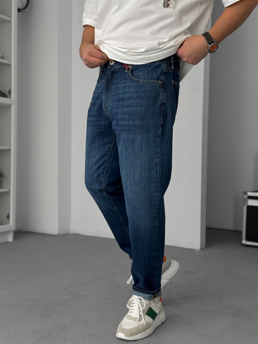 Dark Blue Washed Effect Boyfriend Jeans GJ-17058