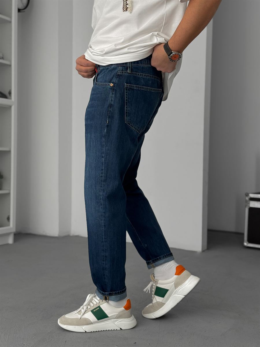 Dark Blue Washed Effect Boyfriend Jeans GJ-17058