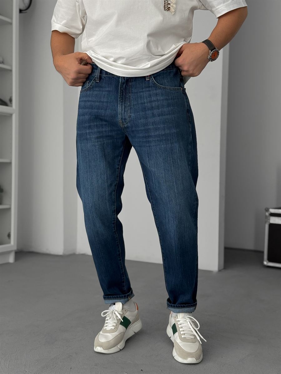 Dark Blue Washed Effect Boyfriend Jeans GJ-17058