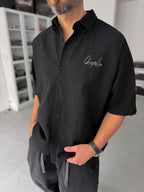 Black Chaplin Short-Sleeve Oversize Shirt SW-1579