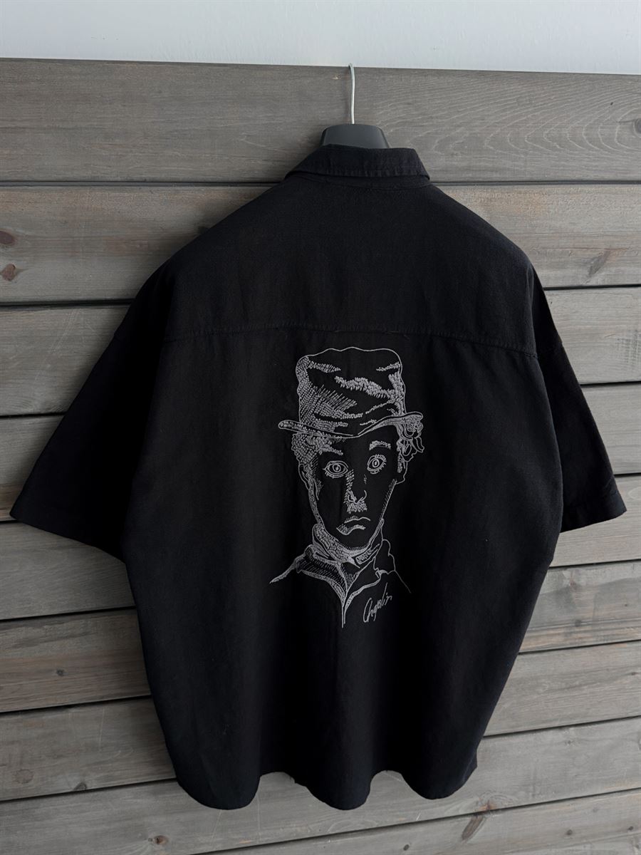 Black Chaplin Short-Sleeve Oversize Shirt SW-1579