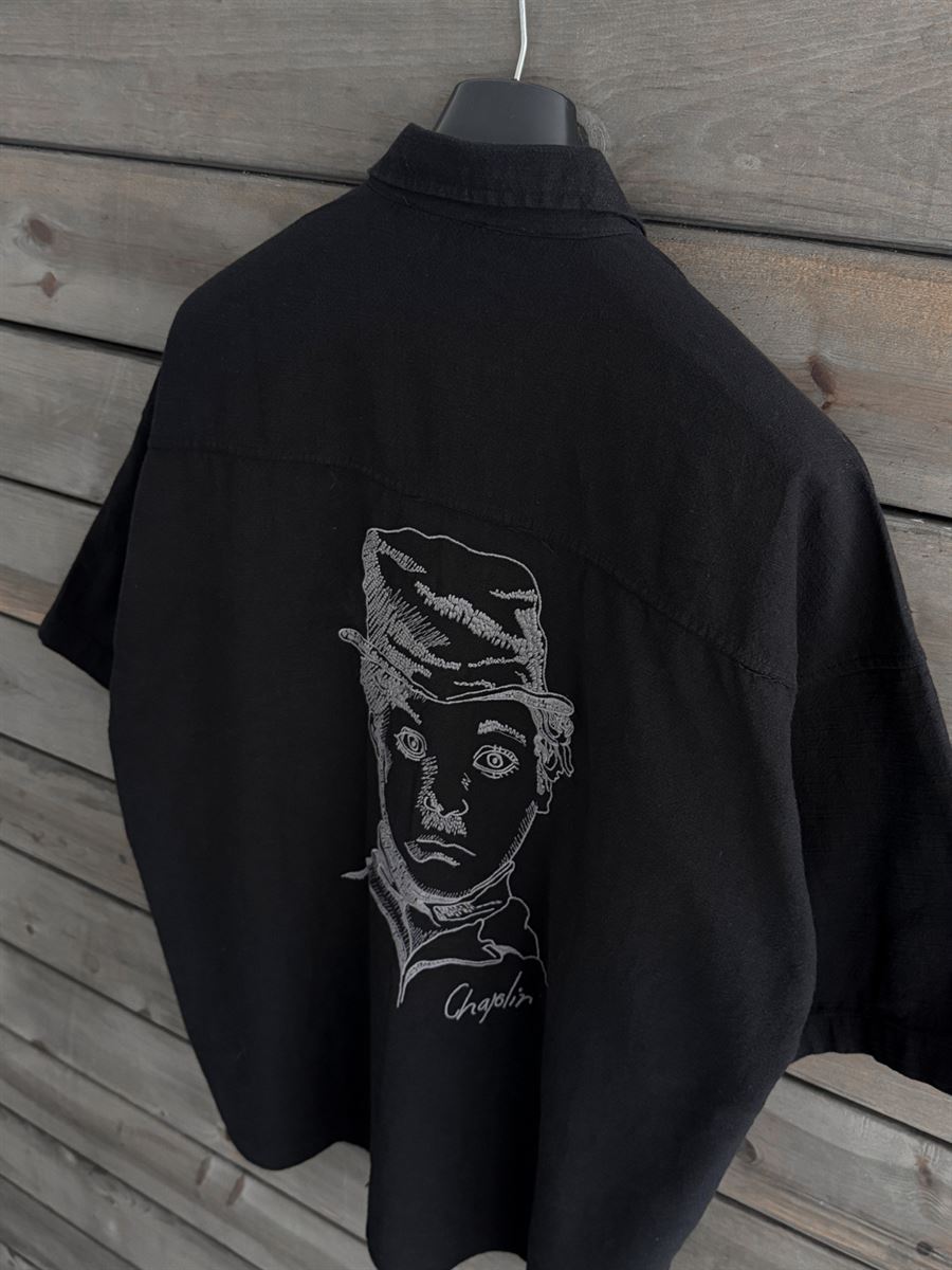 Black Chaplin Short-Sleeve Oversize Shirt SW-1579