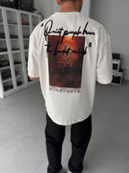 White Oversize T-Shirt with Embossed Back Embroidery SW-5116