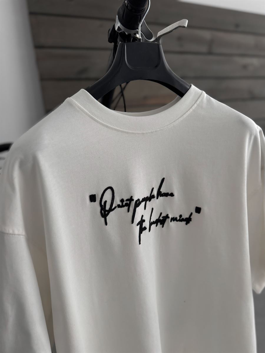 White Oversize T-Shirt with Embossed Back Embroidery SW-5116
