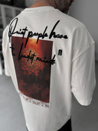 White Oversize T-Shirt with Embossed Back Embroidery SW-5116