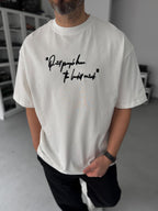 White Oversize T-Shirt with Embossed Back Embroidery SW-5116