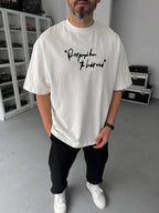 White Oversize T-Shirt with Embossed Back Embroidery SW-5116