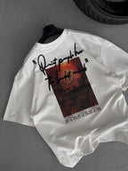 White Oversize T-Shirt with Embossed Back Embroidery SW-5116