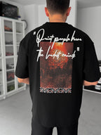 Black Oversize T-Shirt with Embossed Back Embroidery SW-5116